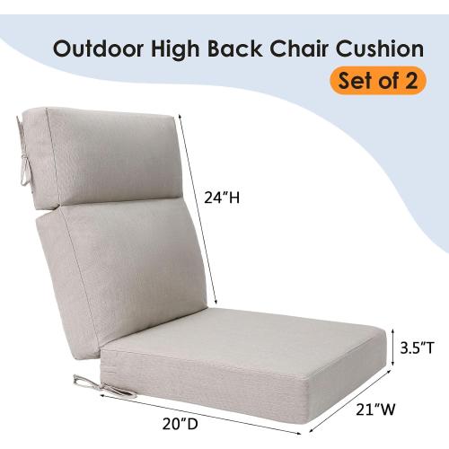 Unimatta Sunbrella Outdoor High Back Chair Cushion Seat Pads, 44 x 21 Inch Water-Repellent & Fade-Resistant Patio Furniture Cushions with Ties for Adirondack, Rocking Chairs, Specrtum Pebble