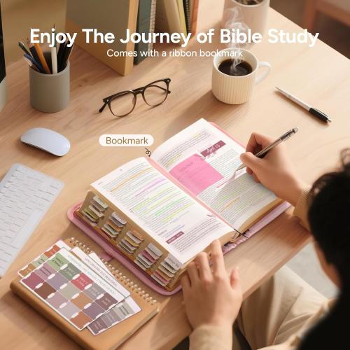 Adjustable Bible Cover with 75 Bible Tabs - Bible Cover Case for Women