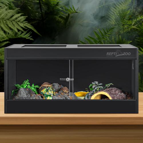 REPTI ZOO 50 Gallon PVC Reptile Enclosure, 36x18x18 inch Reptile Tank for Ball Python Bearded Dragon Snake Gecko, Reptile Terrarium Lounge Habitat with Glass Sliding Door & Top Screen Ventilation