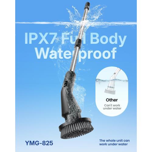 Leebein Electric Spin Scrubber, 2025 New Cordless Cleaning Brush Bathroom Scrubber, IPX7 Waterproof Shower Scrubber with 7 Brush Heads, Extendable Long Handle and 2 Speeds Scrubber for Bathtub Floor