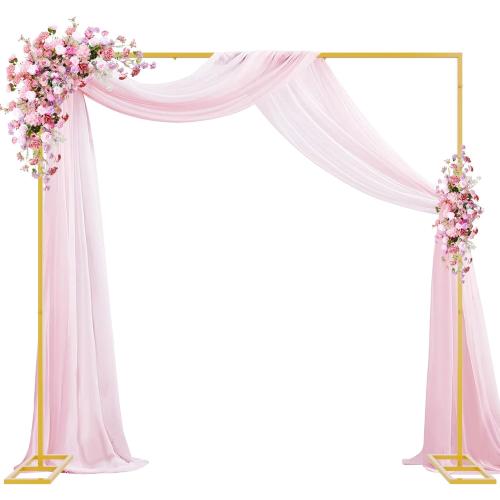Wokceer 8x8FT Backdrop Stand Heavy Duty Pipe and Drape Kit with Base, Square Adjustable Backdrop Stand for Wedding Birthday Party Photo Booth Background Photography Exhibition Decoration