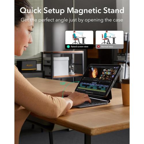 ESR iPad Air 11 Inch Case with Keyboard (M3/M2, 2025/2024) & iPad Pro 11/Air 5th/4th Gen Keyboard, Easy-Set Magnetic Stand, Portrait/Raised Modes, with Removable Protective Case, Black