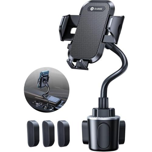 andobil Military-Grade Cup Phone Holder for Car/Truck, [2026 Enhanced] 13 360° Adjustable Gooseneck w/Anti-Shake Car Mount, Universal Car Phone Holder for iPhone/Samsung/Pixel All 4.0-7.0 Devices