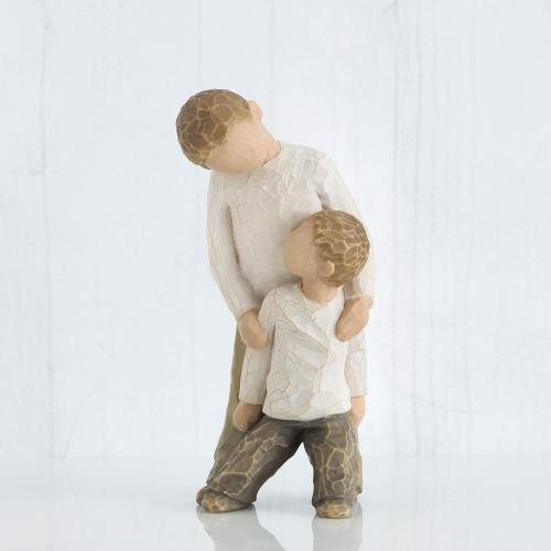 Willow Tree Brothers, Forging a Bond That Lasts a Lifetime, Two Boys Leaning Against Each Other, Figure Reflects Family Relationships and Best Friends, Sculpted Hand-Painted Figure