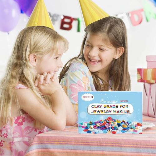 Redtwo 30000 Pcs Clay Beads Bracelet Making Kit, 9 Boxes 192 Colors Friendship Bracelet Kit Flat Polymer Heishi Beads for Jewelry Making, Crafts Gift for Girls Ages 6-12