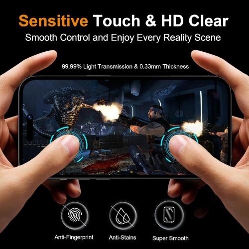 QHOHQ 3 Pack Privacy Screen Protector for iPhone 15 [6.1 Inch] with 3 Pack Camera Lens Protector, Anti Spy Tempered Glass Film, 9H Hardness, HD, Bubble Free, Case Friendly - Black