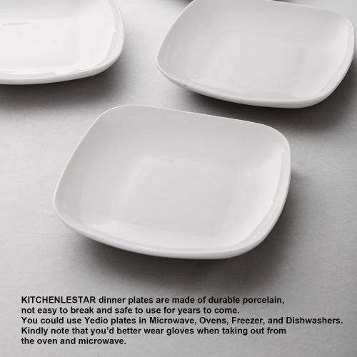 Ceramic Square Dinner Plates,8 and Inch Square Serving Plate for Steak, Pasta, Salad, Snacks, Dessert, Appetizer Plates-Set of 6