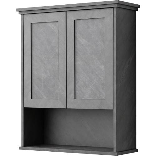 VANIRROR Bathroom Wall Cabinet Over Toilet Storage Cabinets 25x30 inchs | Above Toilet Wood Medicine Cabinets for Kitchen Wall Mounted Cabinet with 2 Door & Adjustable Shelf Texture Grey