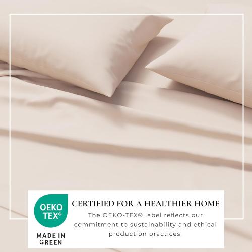 Cotton Jersey Knit Queen Sheet Set - Ultra-Soft, Stretchy, Heathered Melange Bed Sheets - Cozy, Soft T-Shirt Sheet & Pillowcase Set (Oatmeal)