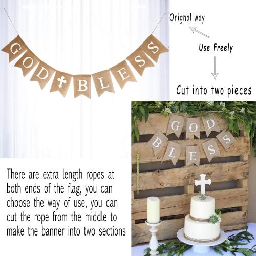 CHRORINE God Bless Banner First Communion Banner Kit, Baptism Decorations for Boys Girls, First Communion Confirmation Decorations, Bautizo Decorations