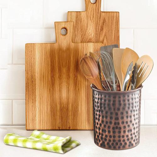 Monarch Abode Kitchen Utensil Holder – Hand Hammered Metal Antique Copper Utensil Holder, Decorative Utensil Crock for Kitchen Counter, Cooking Tool and Spatula Holder for Countertop, Caddy Organizer