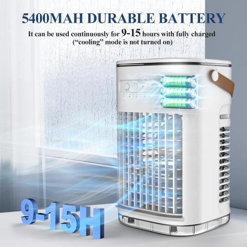 Portable Air Conditioners w/Remote, 5400mAh Built-in Battery, Mini Air Conditioner, 1.2L Water Tank & Ice Box, Auto-off Timer, Evaporative Air Cooler With 3Speeds, Desktop Fan For HomeOutdoors