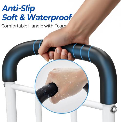 Bed Rails for Elderly Adults - ASTM Approved Adjustable Bed Cane with Non-Slip Ergonomic Handle & Storage Pocket, Bed Railings for Seniors Hold up to 350 LBS, Tool-Free