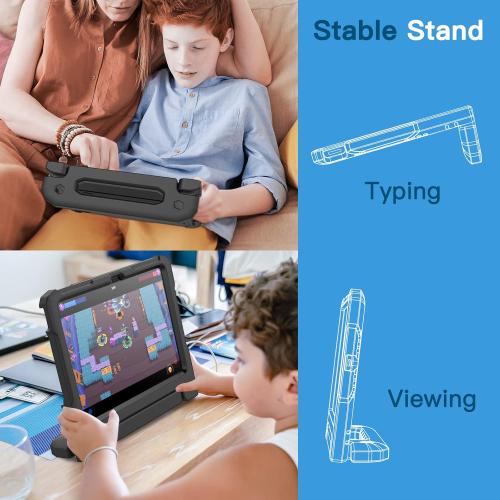 JETech Kids Case for iPad (A16) 11th/10th Generation (2025/2022) with Built-in Screen Protector, Shockproof Full-Body Handle Stand Tablet Protective Cover (Black)