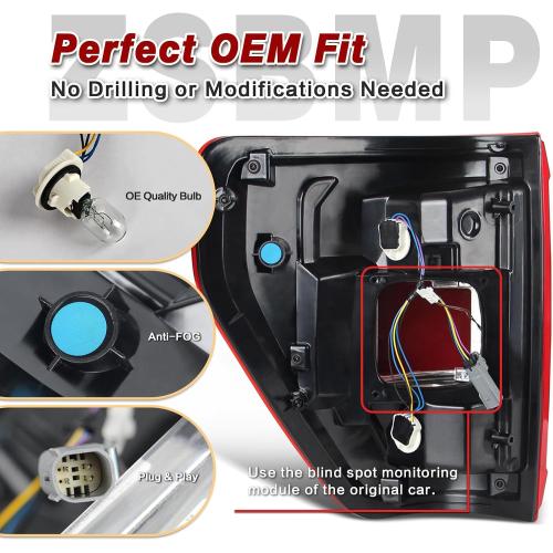 Tail Lights with Bulbs and Harnesses Compatible With 2021 2022 2023 Ford F150 XLT Tremor Halogen W/Blind Spot Rear Light (Right Passenger Side) OEM:ML3Z-13404-C