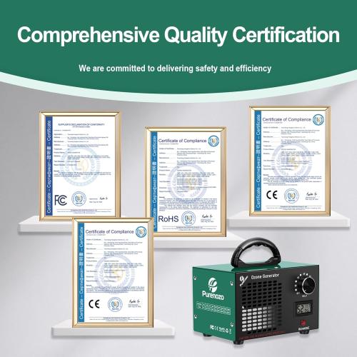 Ozone Generator & Ozone Odor Eliminator 60,000mg/h, Industrial & Home Ozone Machine with Temp/Humidity Display, Removing Odors for Rooms, Smoke, Cars, Pets, Basements, Farms(Green)
