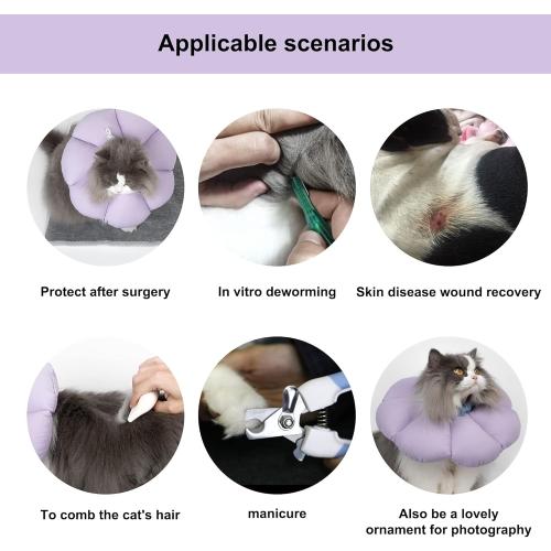 Cat Cone Collar,Cute Waterproof Cat Recovery Collar,Anti-Bite Lick Wound Healing Safety Elizabethan e Collar for Cats,Purple Flower All-Season Style…