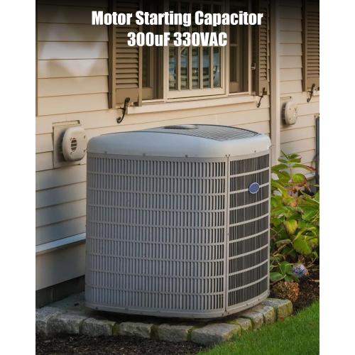 CD60 Motor Starting Capacitor 300uF 330VAC 50Hz/60Hz for Air Compressor | For Water Pump Motors Air Conditioning Compressors, Blue, Cylindrical Aluminum Shell Package