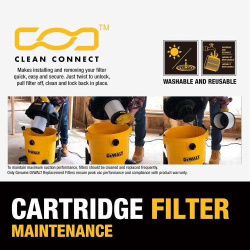 DEWALT Stealthsonic 12 Gallon 5.5 HP Shop Vacuum Wet and Dry, DXV12P-QTE | Ultra Quiet Motor with Powerful Suction, 6 Dust Bags & Accessary Storage Bag Design for Garage Workshop and Jobsite Cleanup