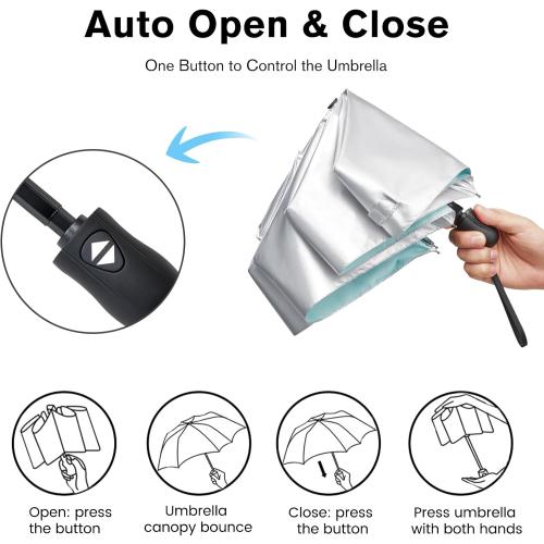 G4Free Mini Ultralight Umbrella UPF 50  UV Protection Compact Lightweight Travel Umbrella Super Slim Small Portable Automatic Open and Close,40 Inch