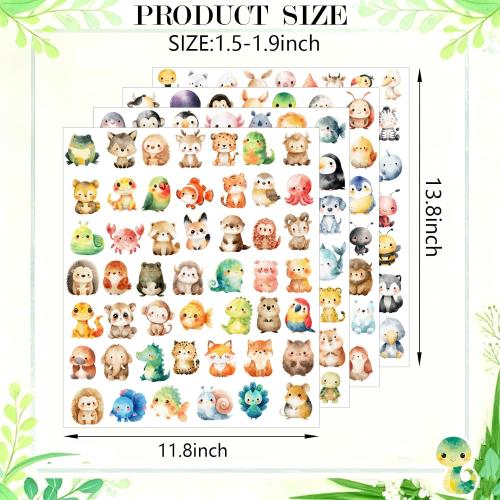 200 Pcs Animal Stickers for Kids, Cute Animal Individual Stickers for Kids, Watercolor Cute Vinyl Sticker for Classroom Prizes, Party Decor, Birthday Gifts, Crafts (Cute200)