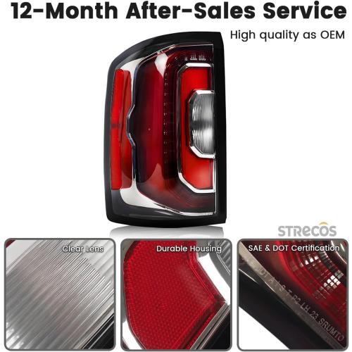 Led Tail Light Compatible with 2016 2017 2018 GMC Sierra 1500 Denali SLT Taillight Rear Brake Signal Lamp Assembly Replace OEM #84365930 84233587 (Left Driver Side)
