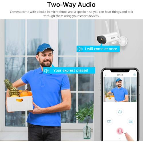 ANRAN [Pan Rotating 180 1080P HD Security Cameras Outdoor Wireless WiFi Camera for Home Surveillance Video System with Two-Way Audio, Night Vision, IP66, Motion Alert, Remote Access,