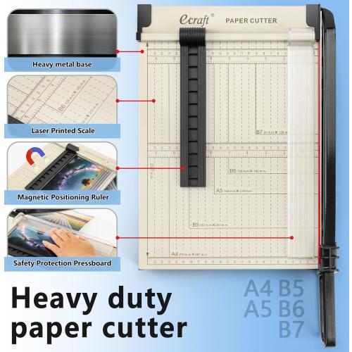 Ecraft 12 Guillotine Paper Cutter：Paper Trimmer Accurate Cutting with Safety Guard,15 Sheets Capacity,Magnetic Guide,Heavy Duty Metal Base, Perfect for Cardstock,Cardboard,Vinyl,Crafts & Photos