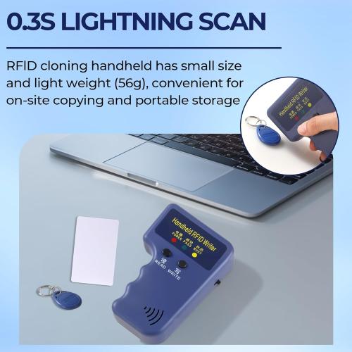 125KHz RFID Copier – Handheld ID Card Writer with 6 Key Fobs & 6 Blank Cards,Compatible with T5577 & More