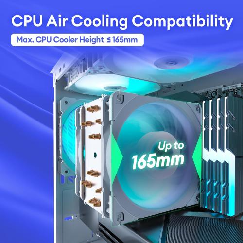 Okinos Aqua UNO Micro ATX Case, No Radiator Support, Max GPU Length 309mm, Quick-Release Panoramic Tempered Glass Front & Side, 3x120mm ARGB Fans Pre-Installed, Type-C 5Gbps, Black