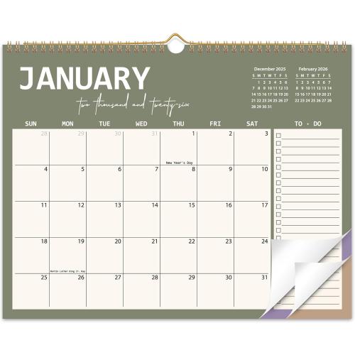 2026 Wall Calendar 12 Months, Wall Calendar from January 2026 to December 2026, Large Hanging Calendar with Thick Paper, Perfect for Home and Office Monthly Organizing & Planning, 14 x11
