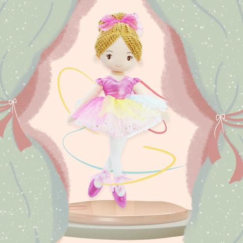 June Garden 16 Ballerina Princess Polina - Stuffed Plush Soft Doll - Pink Outfit - Gift for Toddler Girls