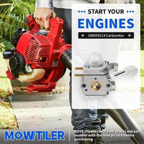 308054114 Carburetor for Homelite 26B Leaf Blower fit UT09526 Carburetor 308054075 Tune Up Kit with Air Filter Adjusting Tool Fuel Line