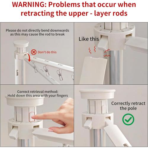 JOOM 4 Legs Double Layer Clothes Drying Rack, Garment Rack Portable and Foldable Space Saving Laundry Drying Rack - Drying Rack Clothing Floor Folding Balcony Bedroom Household Aluminum