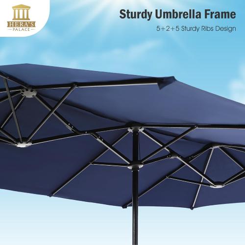 HERA'S PALACE 13 ft Rectangle Patio Umbrellas, Large Outdoor Umbrella with Crank, Powerful UV Protective, Table Umbrella Outdoor Patio for Backyard, Pool, Garden, Deck