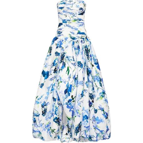 Women's Hit Color Slimming Strapless Sleeveless High Waist Temperament Long Dress.  (Size S)