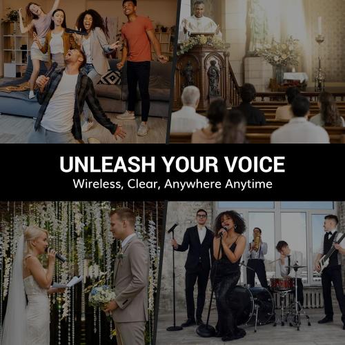 TONOR Wireless Microphones System with 8x12 Channels Headset/Lavalier Lapel Mics, Bodypack Transmitter, Receiver, 90 m/295ft UHF Range for Church Conference Performance Singing Karaoke PA Speaker