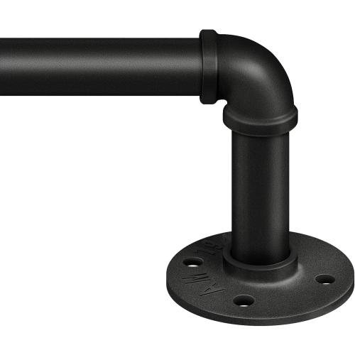 Zeerobee Curtain Rods for Windows 48 to 84, 1 Inch Industrial Wrap Around Black Curtain Rod, Indoor/Outdoor Room Divider Adjustable Drapery Pole, 48-86