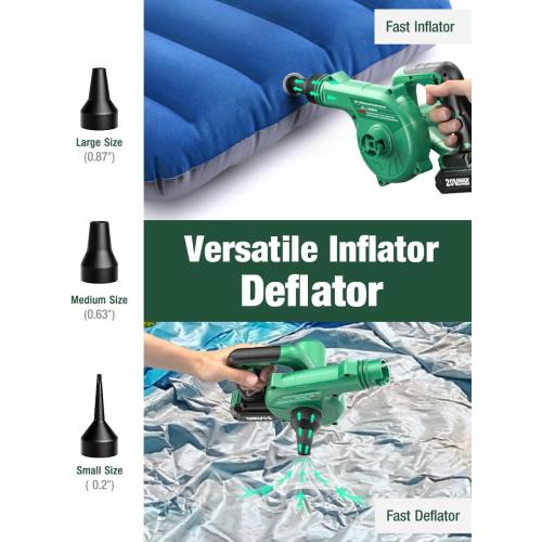 K I M O. Cordless Leaf Blower Vacuum Combo 4 in 1, 3 Nozzles &3 Modes for Inflation & Deflation, Extended Tube & Variable Speed, 20000RPM 150MPH, 2x2000mAh Battery Powered Leaf Blowers for Lawn Care