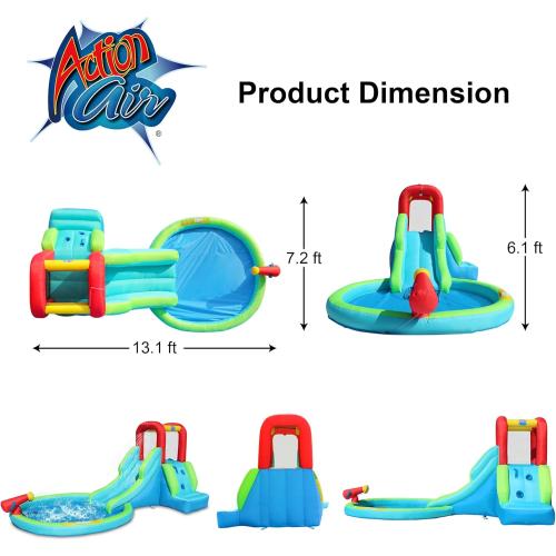 Action Air Inflatable Waterslide, Bounce House with Slide for Wet and Dry, Kids Backyard Waterpark for Summer Fun, Water Gun & Splash Pool for Age 3-8, Love for Kids