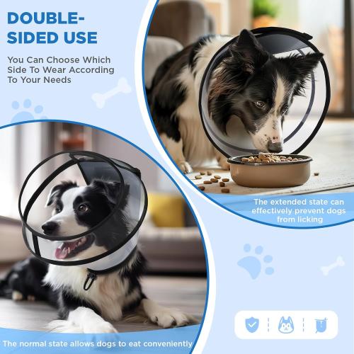 BONTHEE Dog Cone Collar for Surgery Recovery,Adjustable Transparent Pet Recovery Collar for Large Medium Small Dogs & Cats, Protective Elizabethan E-Collar for Wound Healing, Anti-Lick & Bite-S