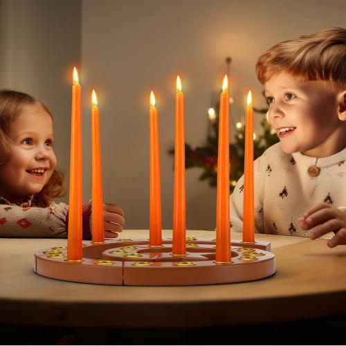 Hushee 1 Set Christmas Advent Wreath Candle Holder up to 25 Candles Wooden Spiral Waldorf Advent Calendar Season Celebration Candlestick for Christmas Holiday Table Centerpiece Decoration