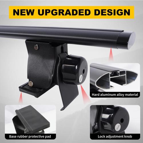 SYDSZ 51 Universal Car Roof Rack Cross Bars with Lockable Anti-Theft Design, Capacity Roof Rack for Bare Roof, Secure Quick-Lock System, 220LBS Load Capacity, with 4 Kinds Clamp