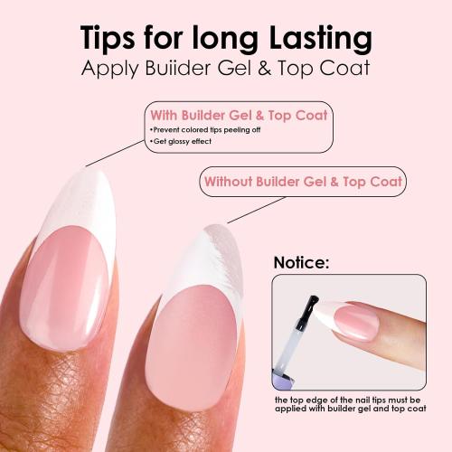 Canvalite French Tip Press on Nails - 300Pcs Pre-Colored Quick and Easy Press on Nails Long Square Fake Nails with Designs DIY Gel Nail Tips, Pink White