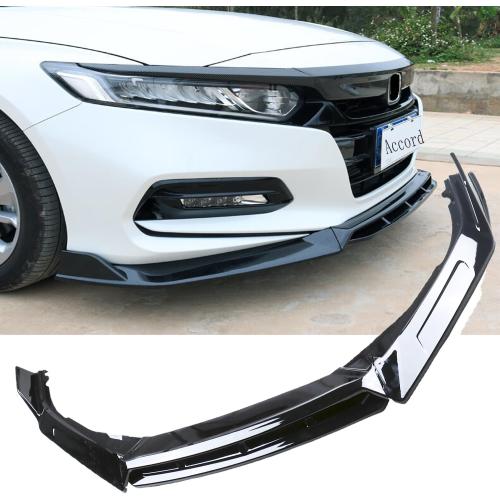 New Front Bumper Lip Compatible with 2018 2019 2020 2021 10th Gen Honda Accord 4 Door Car Front Spoiler-Gloss Black Sport Front Spoiler - 4pcs