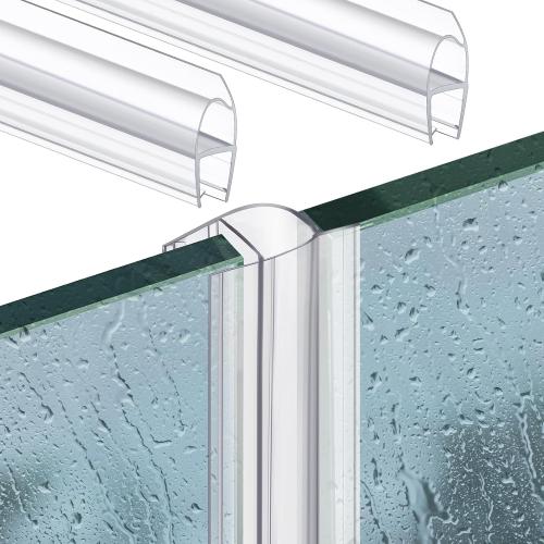 Shower Door Side Seal Strip 78.74 Inch (39.37 x 2 Pcs) for 1/4(6 mm) Frameless Glass Sliding or Swing Door (U Type) Sweep Clear PVC Waterproof to Stop Shower Leaks No Adhesive Needed