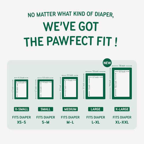 PAWPANG Disposable Dog Diaper Liners Booster Pads for Male & Female Dogs, 100ct, 5 Sizes Options, Doggie Diaper Inserts fit Most Types of Dog Diapers - Pet Belly Bands & Male Wraps (X-Small(100ct))
