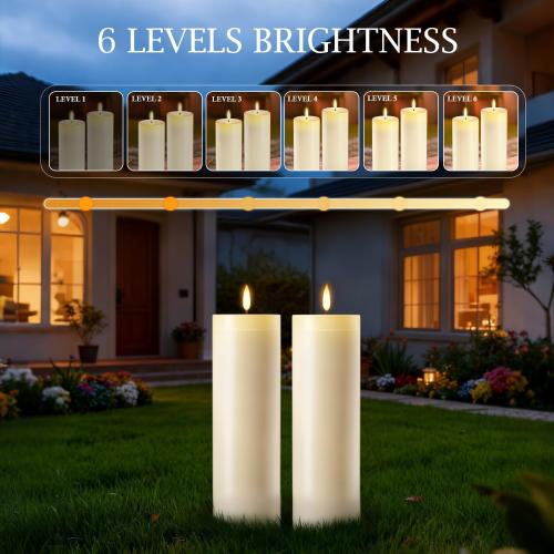 14 x 4 Large Flameless Candles with Remote & Timer, Waterproof Outdoor Battery Operated Candles LED Electric Flickering Flameless Pillar Candle for Patio Porch Lanterns Home Decor Easter, 2 Pack
