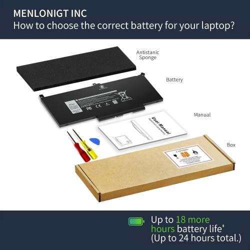 7480 F3YGT 2X39G 60WH Laptop Battery for Dell Latitude 12 7000 7280 7290 13 7000 7380 7390 P29S002 14 7000 7480 7490 E7280 E7480 E7490 E7290 E7380 Battery fits Dell 453-BBCF 451-BBYE KG7VF DM3WC DM6WC
