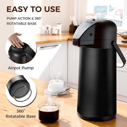 Coffee Carafe for Keeping Hot, 102OZ / 3L Airpot Coffee Dispenser with Pump